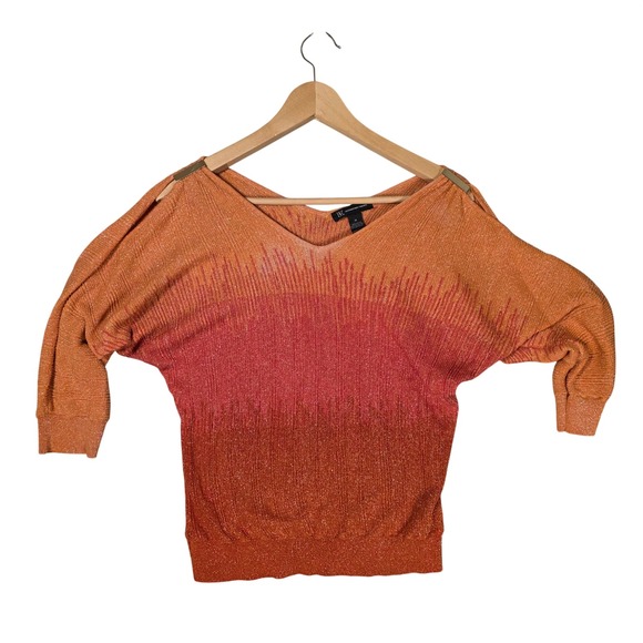 INC International Concepts Sweaters - INC International Concepts Ombre Metallic Cold Shoulder Sweater Size M Glam Fall